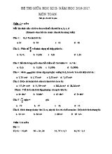 Đề thi giữa học kì II môn Toán lớp 5 - Năm học 2016-2017